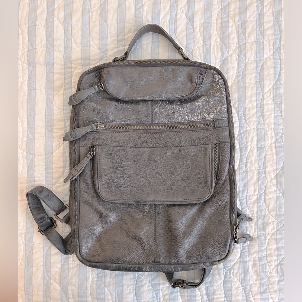 Free People East End Leather Backpack Gray